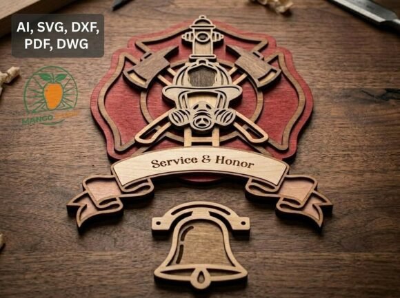 3D Layered Firefighter Emblem: A Laser Cut Design