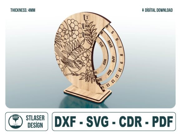 4mm Laser Cut Perpetual Calendar Svg