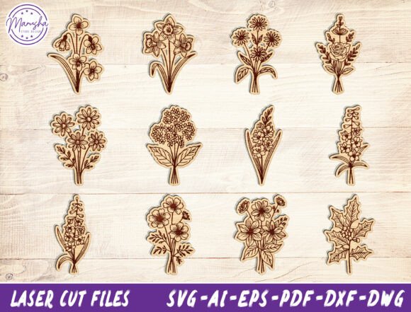 Birth Flower Laser Cut File SVG Bundle