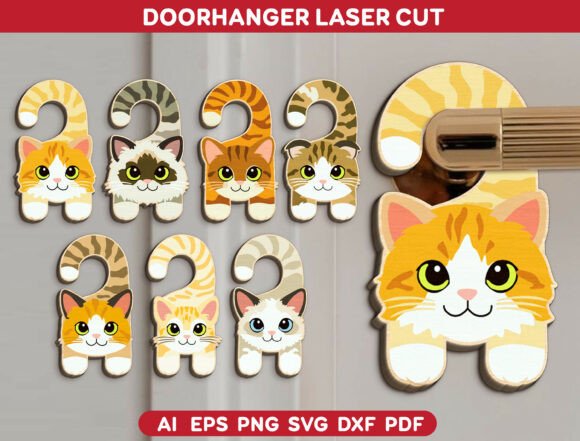 Charming Cat Door Hanger Laser Cut Bundle for Crafters