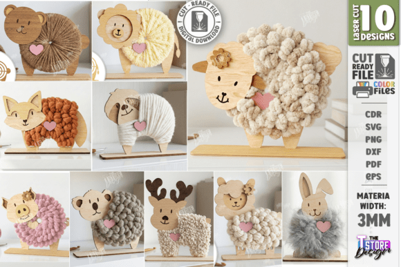 Charming DIY Nursery Decor: Yarn Wrapped Animals Laser Cut Bundle