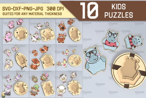 Creative Animal Family Puzzles Laser Cut Bundle