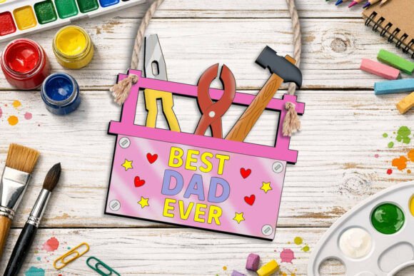 DIY Father's Day Ornament with Laser SVG and Coloring