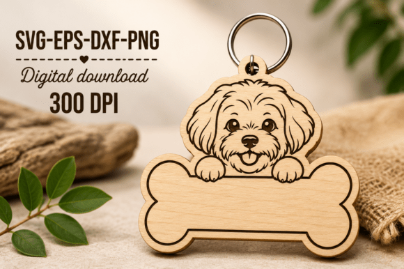 Dog Tag Keychain SVG Laser Cut File
