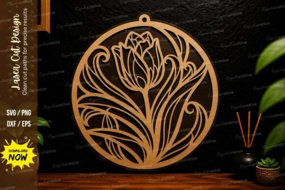 Elegant Floral Laser Cut Design for Your Projects