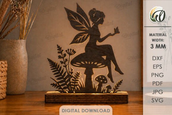Enchanting 3D Fairy Light Stand Laser Cut Design