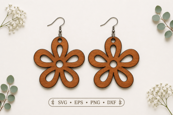 Flower Earring, Earring Laser Cut File