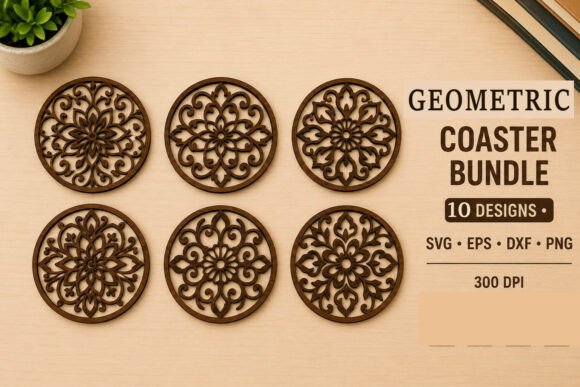 Geometric Coaster SVG Laser Cut File Set