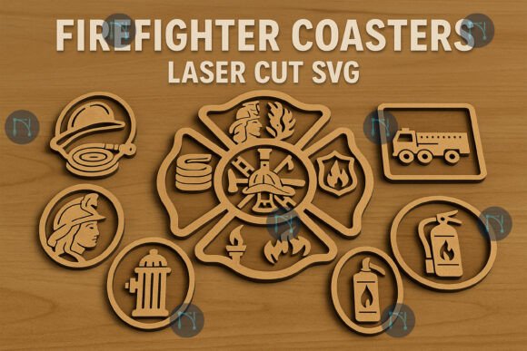 Honor Heroes with Laser-Cut Firefighter Coasters