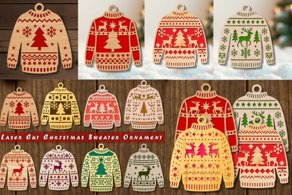 Laser Cut Christmas Sweater Ornaments