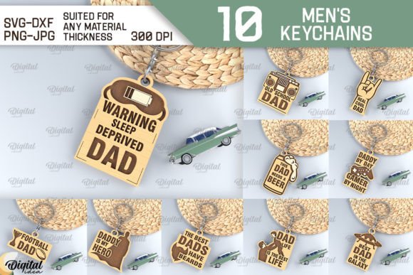 Men's Keychains Laser Cut Bundle: Versatile Digital Designs