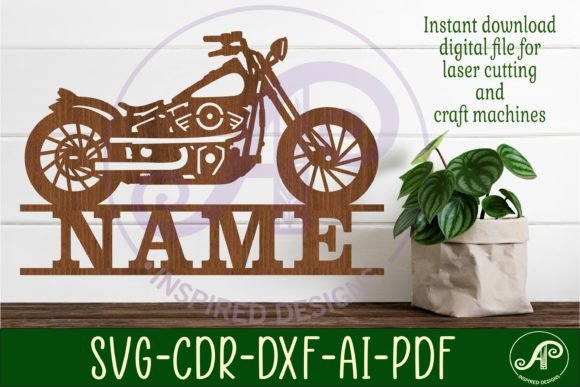 Motorcycle Name Sign SVG Laser Cut File